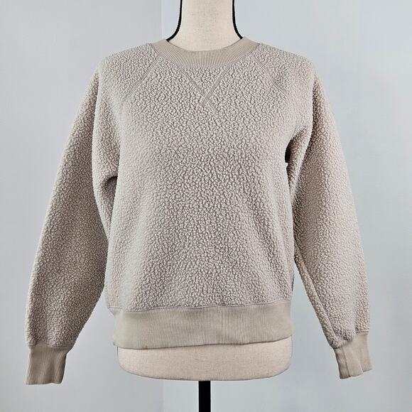Everlane ReNew Fleece Pullover Sweatshirt in Natural | Women's Small | FLAWS - Picture 1 of 15
